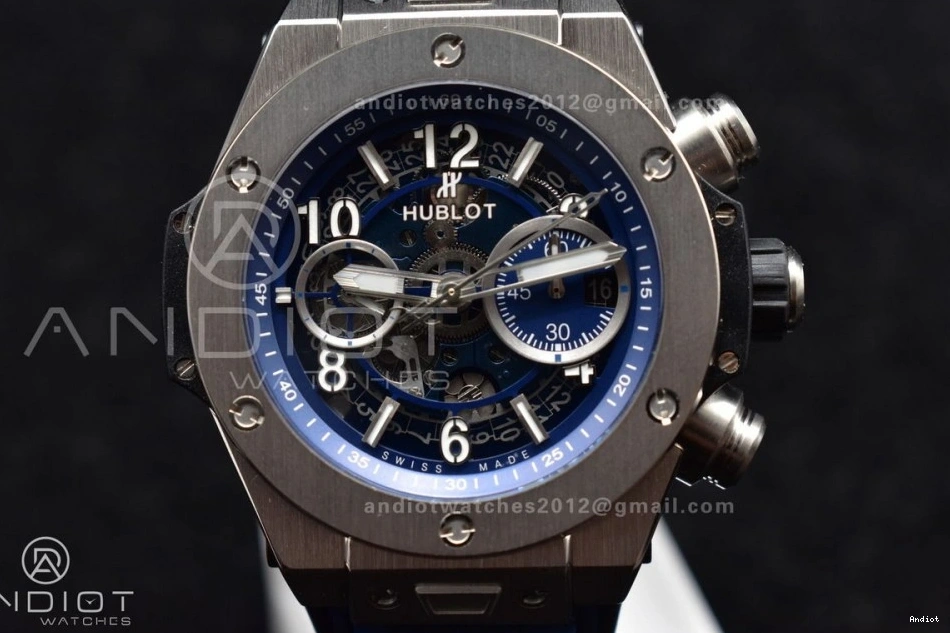Edition Blue Strap Skeleton Titanium 1:1 Big on Unico Best A1280 Hublot Rubber Dial ZF Blue Bang 0514